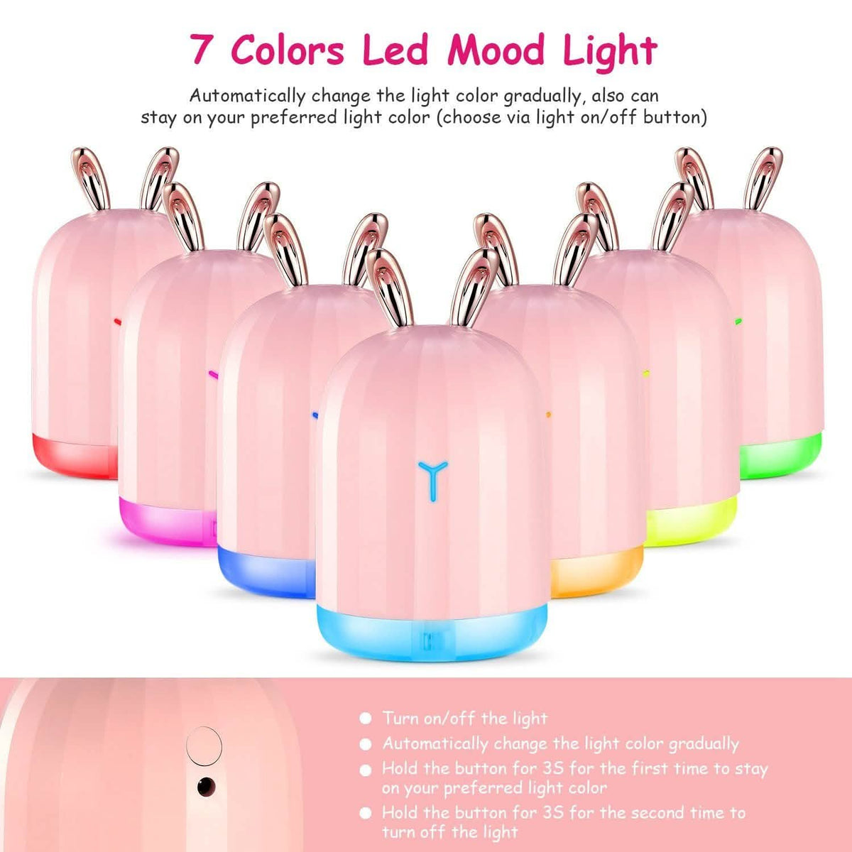 220ml Cool Mist Humidifier Ultrasonic Air Diffuser Atomizer with 7 Color Health & Wellness - Tophatter Daily Deals