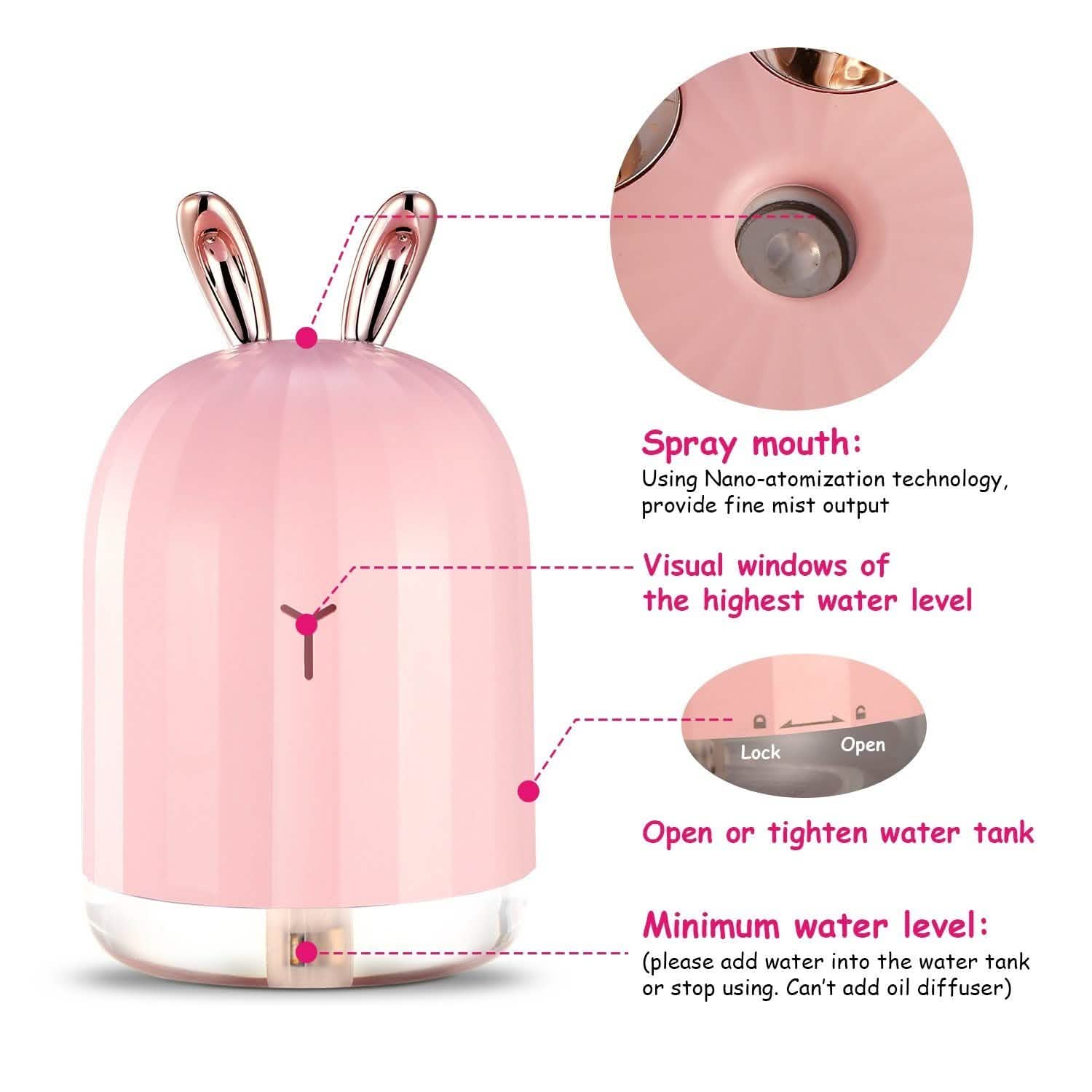 220ml Cool Mist Humidifier Ultrasonic Air Diffuser Atomizer with 7 Color Health & Wellness - Tophatter Daily Deals