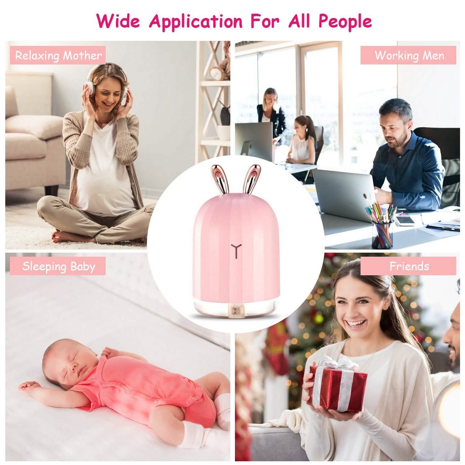 220ml Cool Mist Humidifier Ultrasonic Air Diffuser Atomizer with 7 Color Health & Wellness - Tophatter Daily Deals