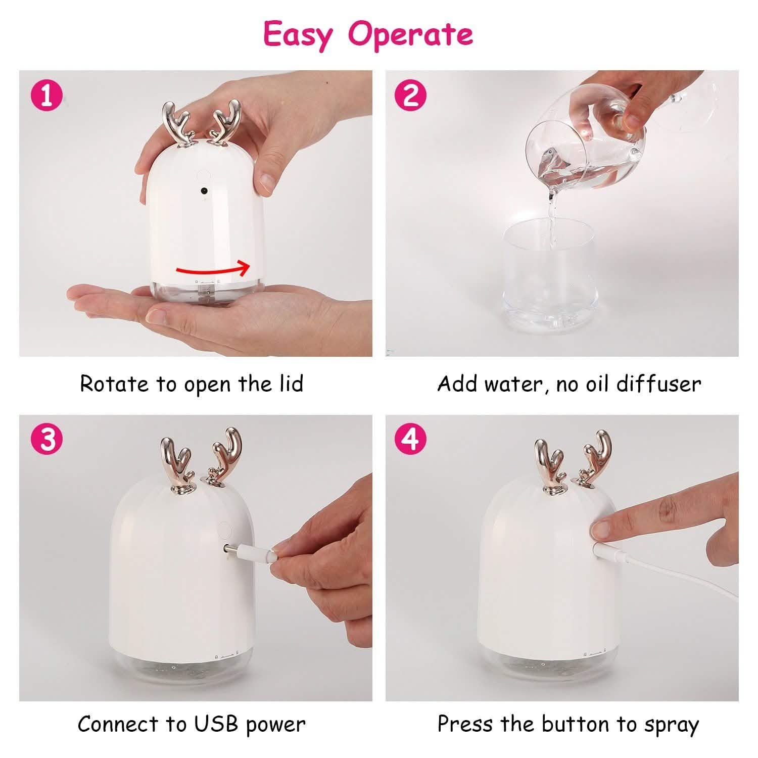 220ml Cool Mist Humidifier Ultrasonic Air Diffuser Atomizer with 7 Color Health & Wellness - Tophatter Daily Deals