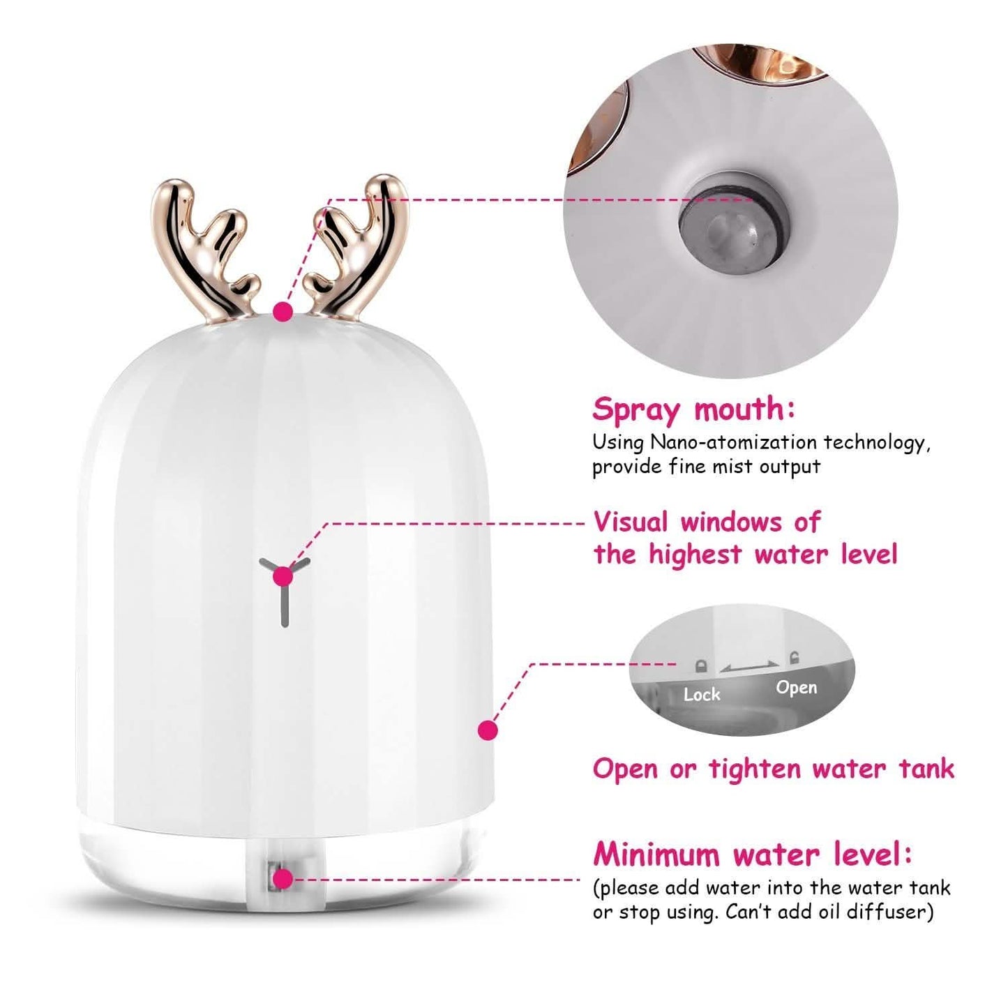 220ml Cool Mist Humidifier Ultrasonic Air Diffuser Atomizer with 7 Color Health & Wellness - Tophatter Daily Deals