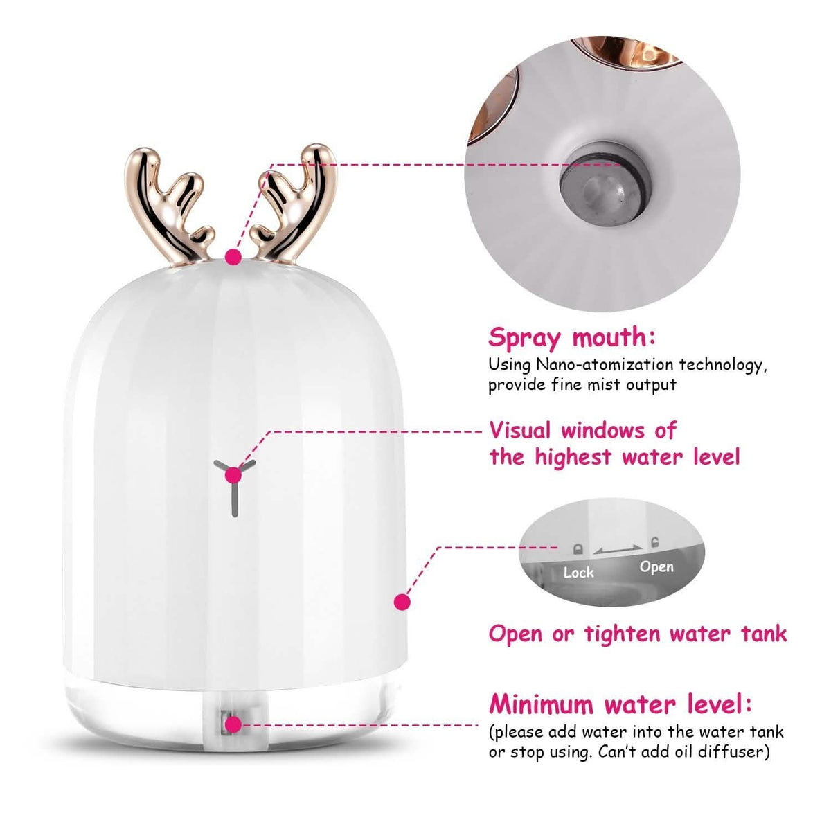 220ml Cool Mist Humidifier Ultrasonic Air Diffuser Atomizer with 7 Color Health & Wellness - Tophatter Daily Deals