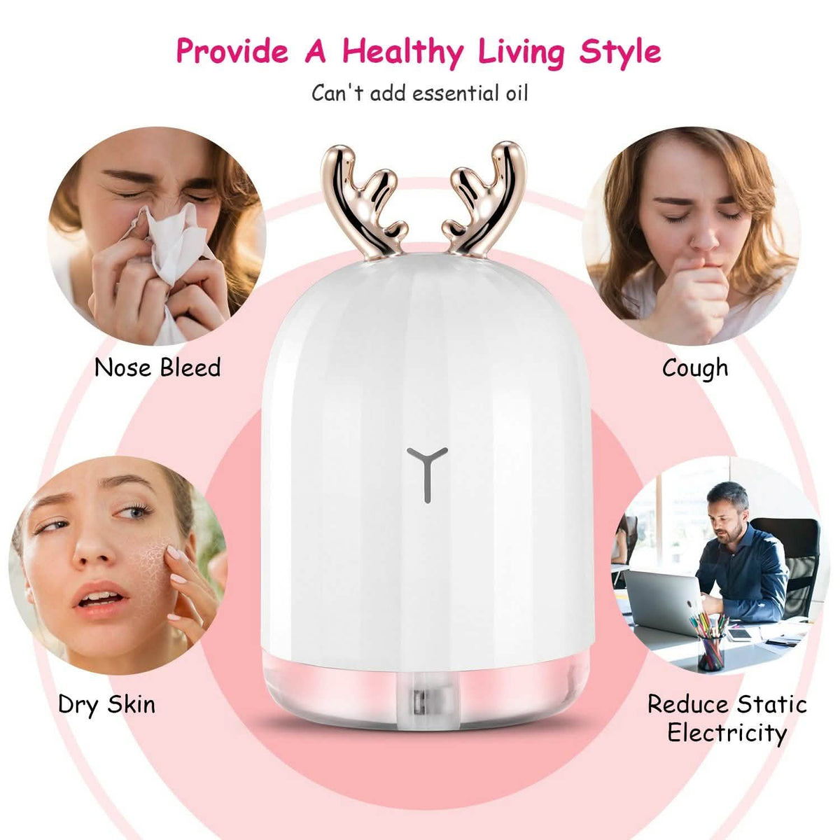220ml Cool Mist Humidifier Ultrasonic Air Diffuser Atomizer with 7 Color Health & Wellness - Tophatter Daily Deals
