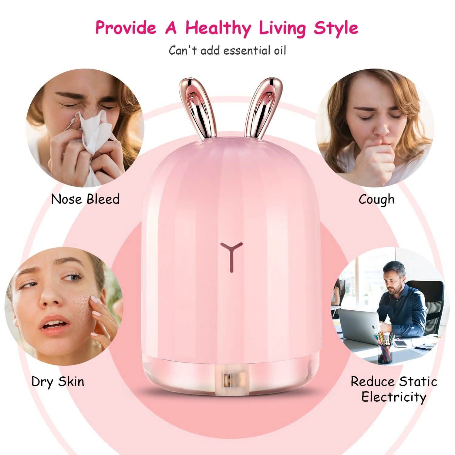 220ml Cool Mist Humidifier Ultrasonic Air Diffuser Atomizer with 7 Color Health & Wellness - Tophatter Daily Deals