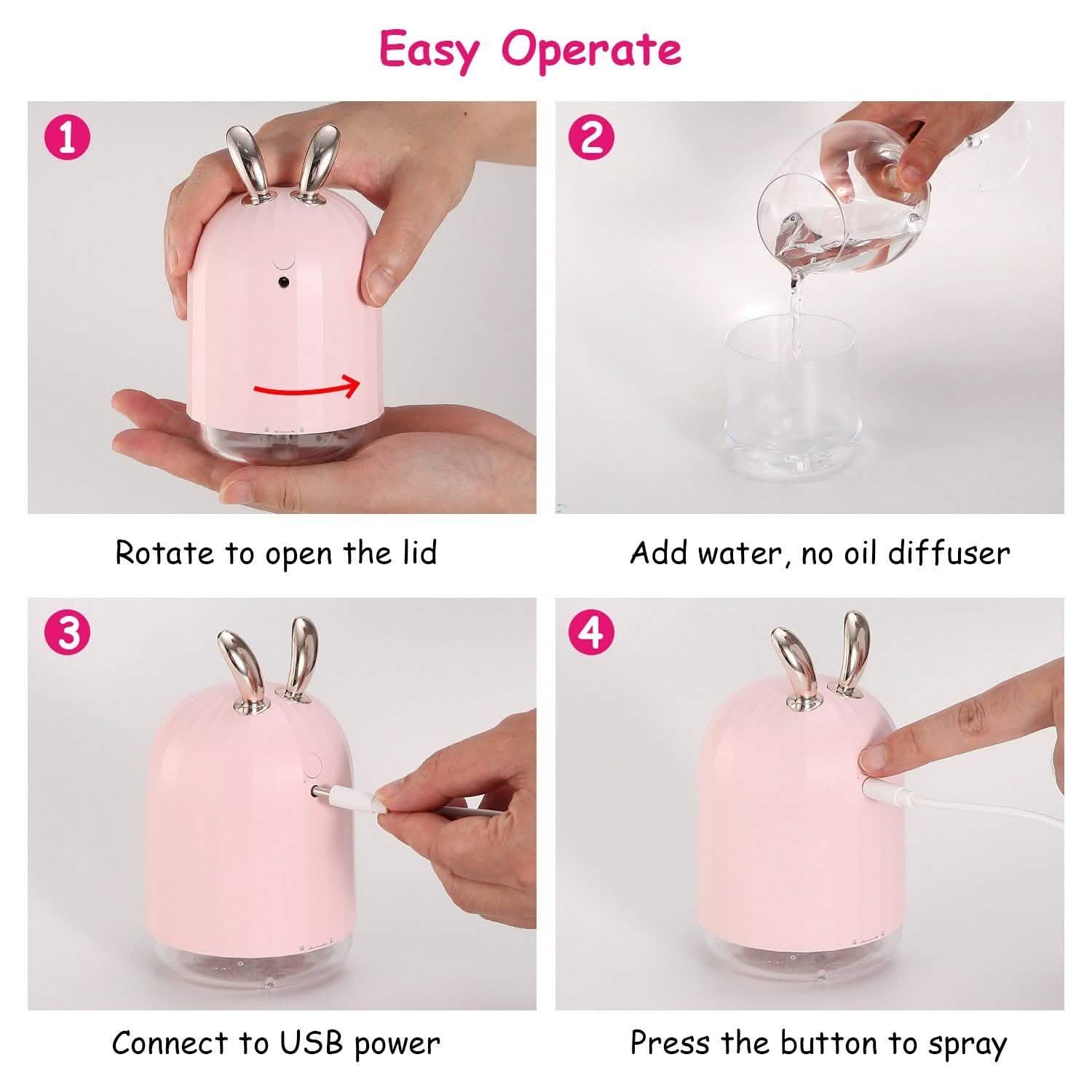 220ml Cool Mist Humidifier Ultrasonic Air Diffuser Atomizer with 7 Color Health & Wellness - Tophatter Daily Deals