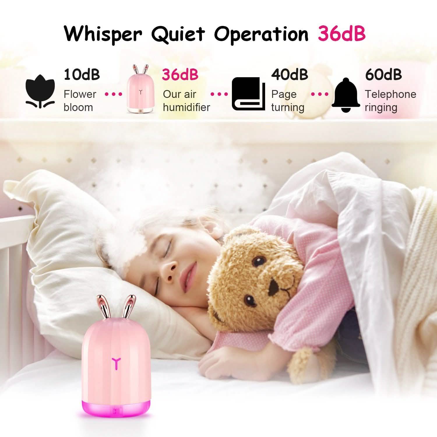 220ml Cool Mist Humidifier Ultrasonic Air Diffuser Atomizer with 7 Color Health & Wellness - Tophatter Daily Deals