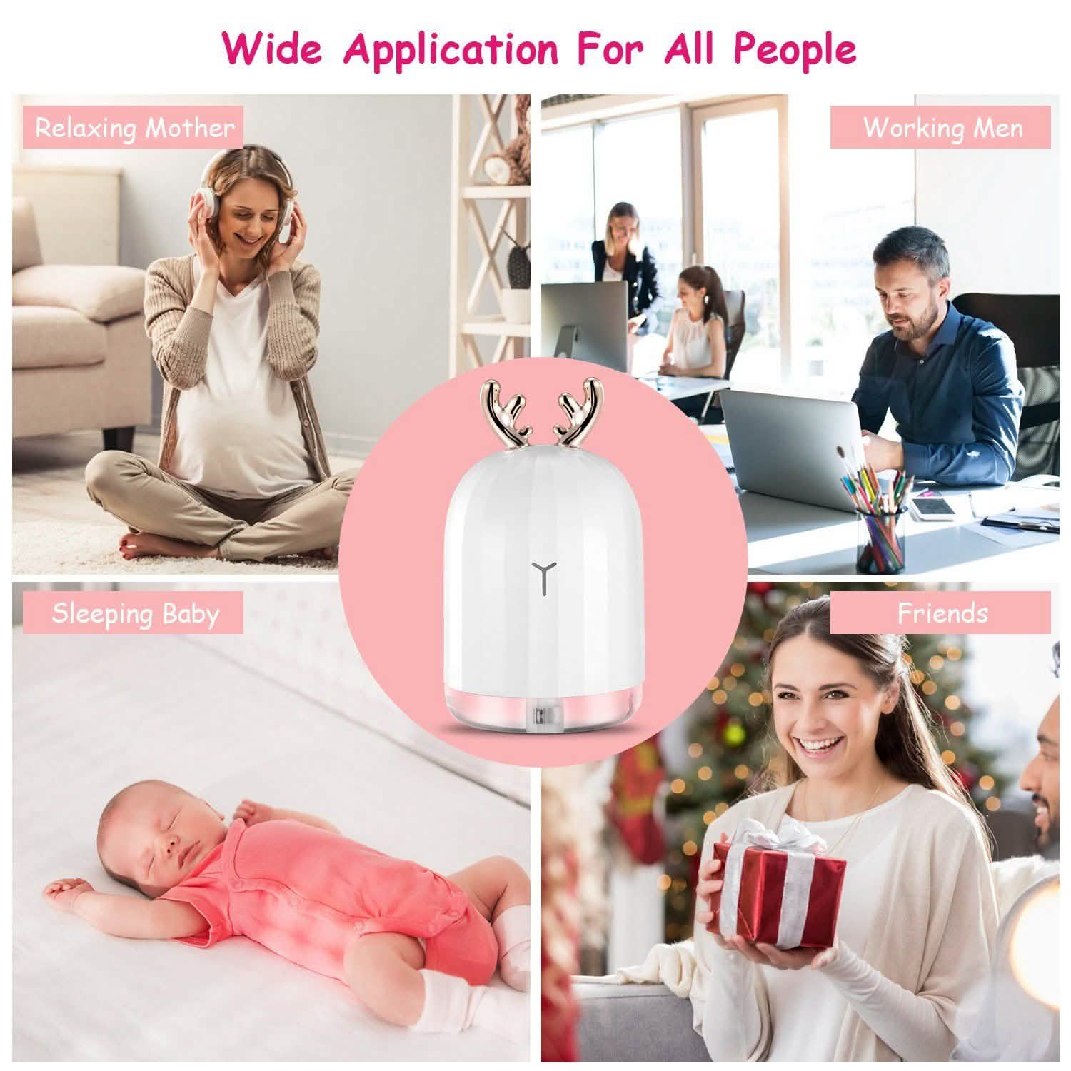 220ml Cool Mist Humidifier Ultrasonic Air Diffuser Atomizer with 7 Color Health & Wellness - Tophatter Daily Deals