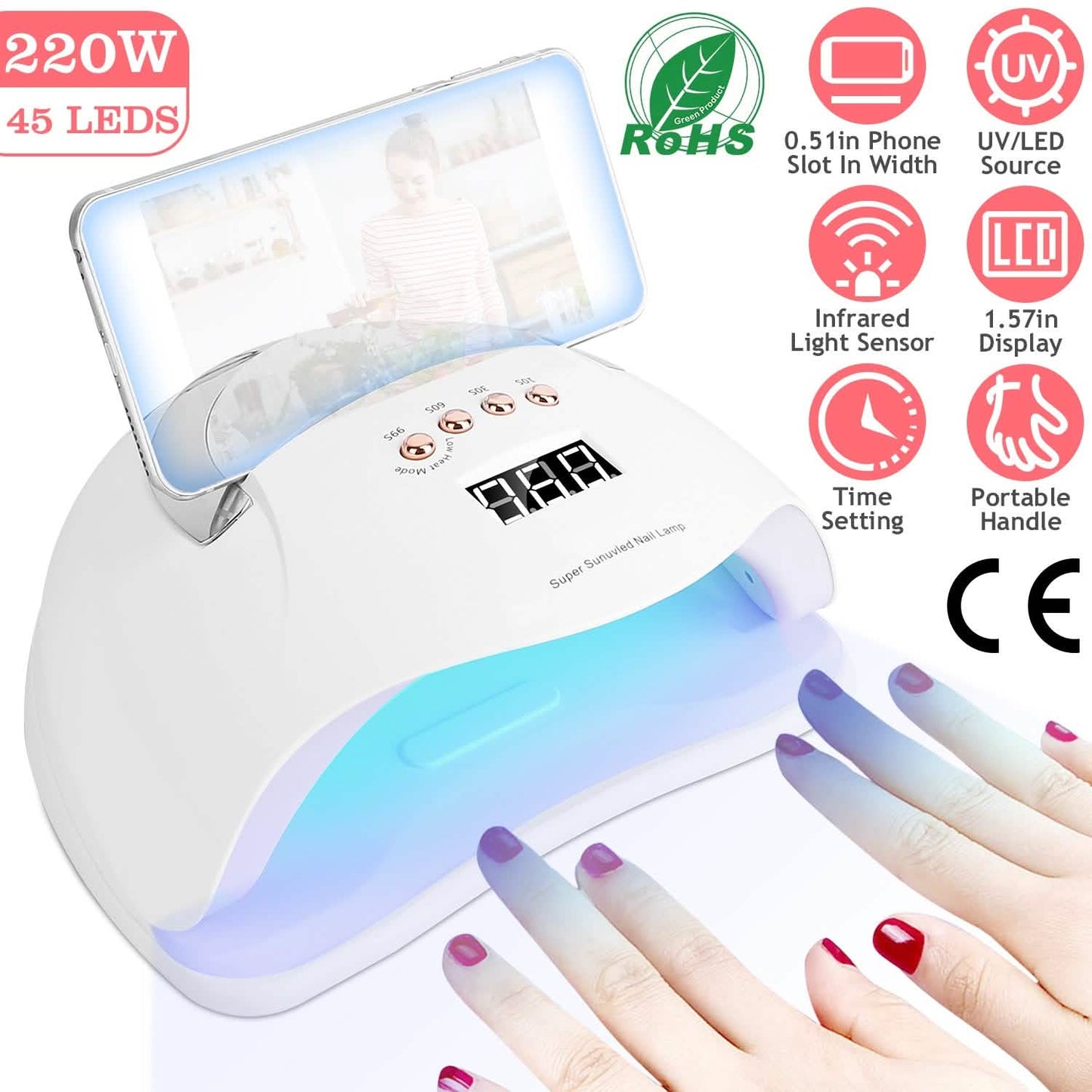 220W UV LED Nail Lamp Gel Polish Dryer Beauty & Personal Care - Tophatter Daily Deals