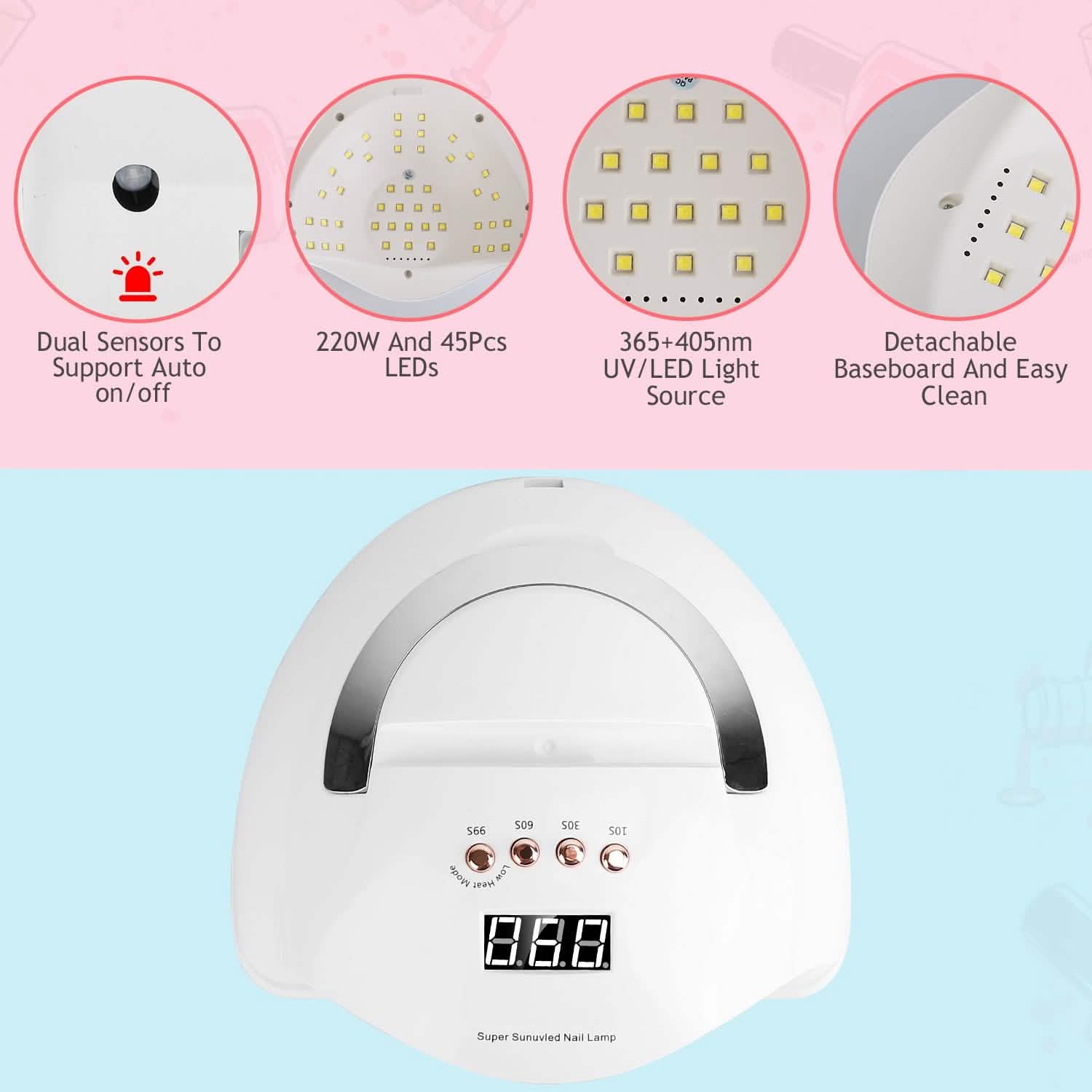 220W UV LED Nail Lamp Gel Polish Dryer Beauty & Personal Care - Tophatter Daily Deals