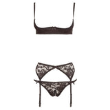 Cottelli Collection Half Bra Set – Lace Half Cup Bra, String, and Suspender Belt Set > Clothes > Lingerie Sets - Tophatter Daily Deals