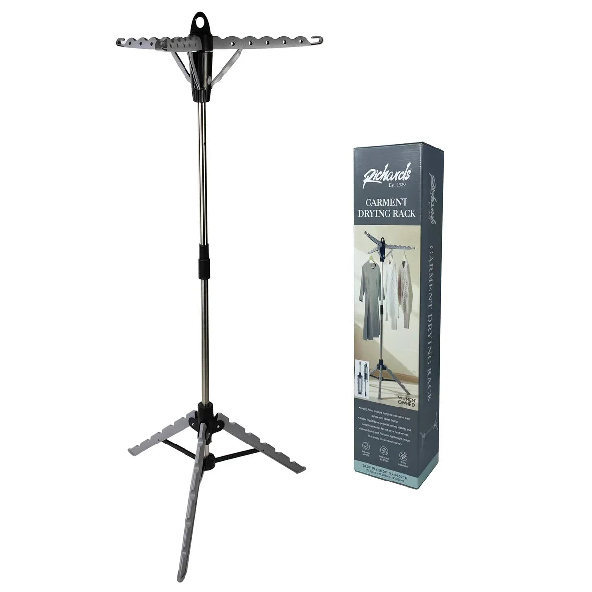Silver Foldable Tripod Garment Drying Rack Storage & Organization - Tophatter Daily Deals