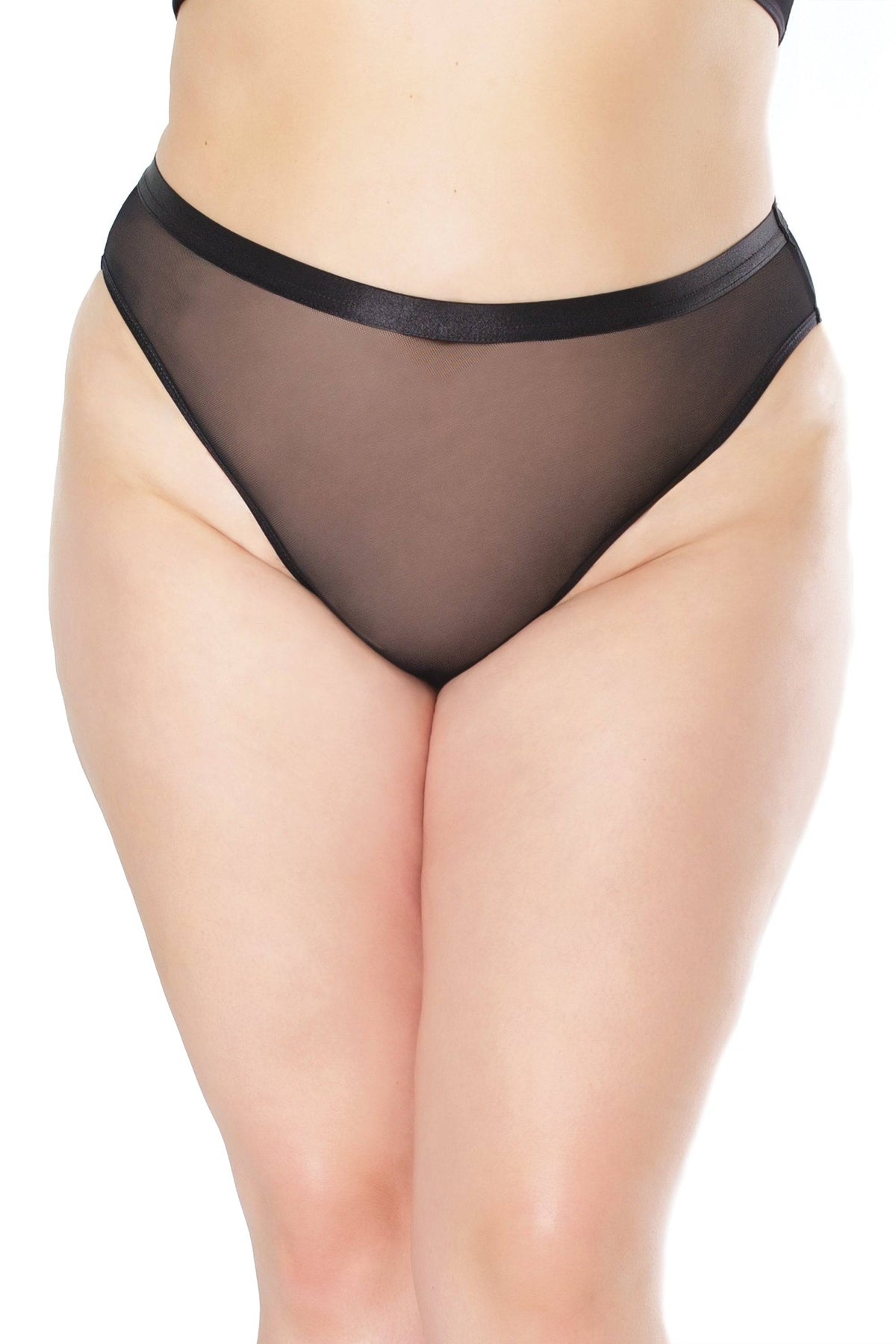 Coquette - 22136 PLUS - Crotchless Mesh Panty - Black - OS/XL Lingerie - Tophatter Daily Deals