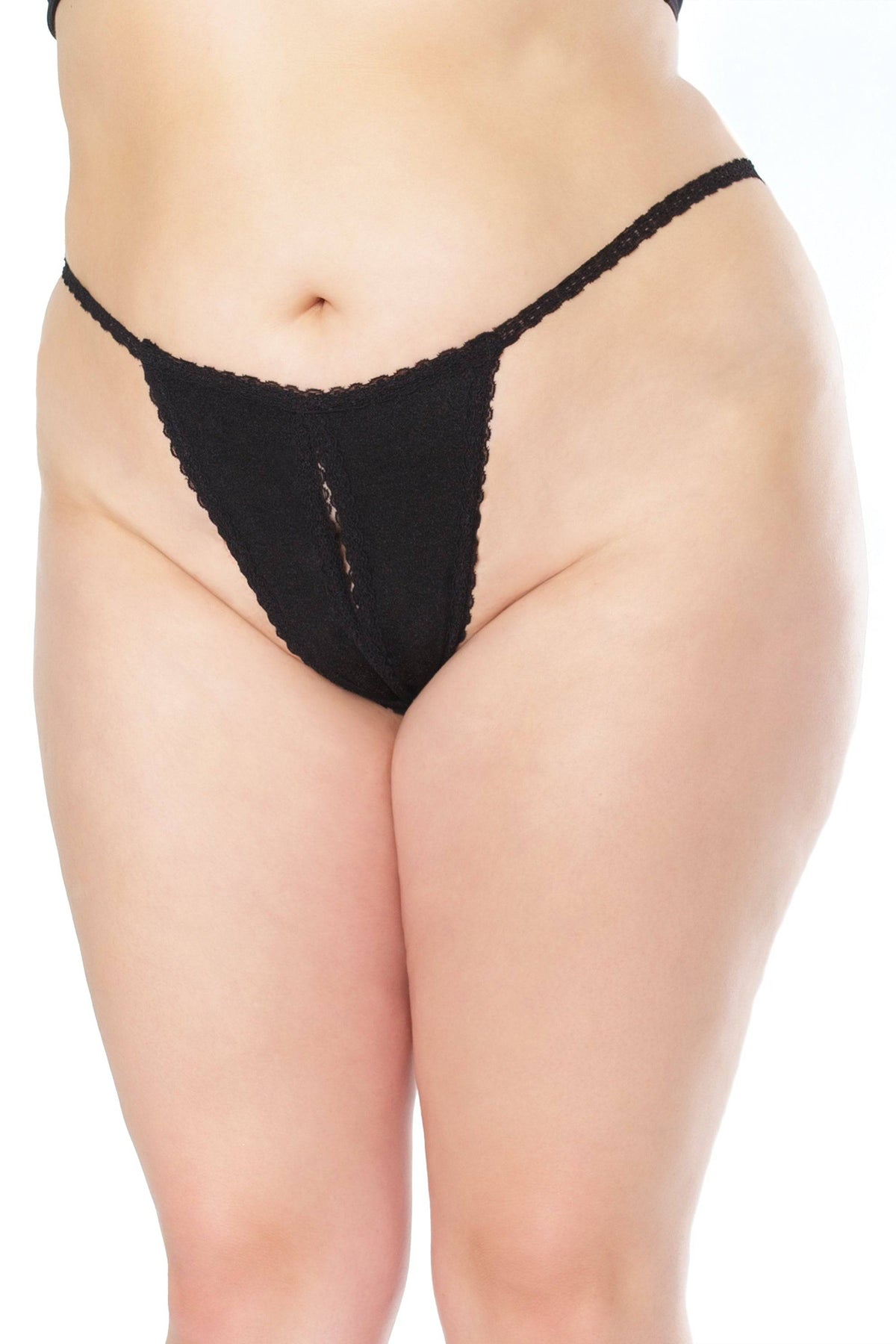 Coquette - 22137 PLUS - Crotchless Panty - Black - OS/XL Lingerie - Tophatter Daily Deals