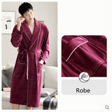 Burgundy island velvet fabric winter unisex flannel robe for men & women 0 - Tophatter Daily Deals