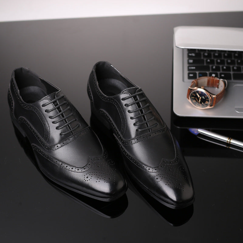 British block carved business leather shoes 0 - Tophatter Daily Deals