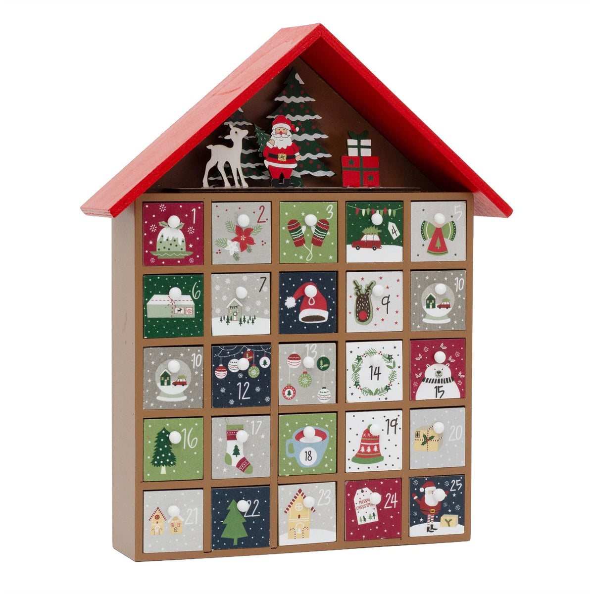 Red House Christmas Advent Calendar | Wooden Fill Your Own Advent Calendar Advent Calendar - Tophatter Daily Deals