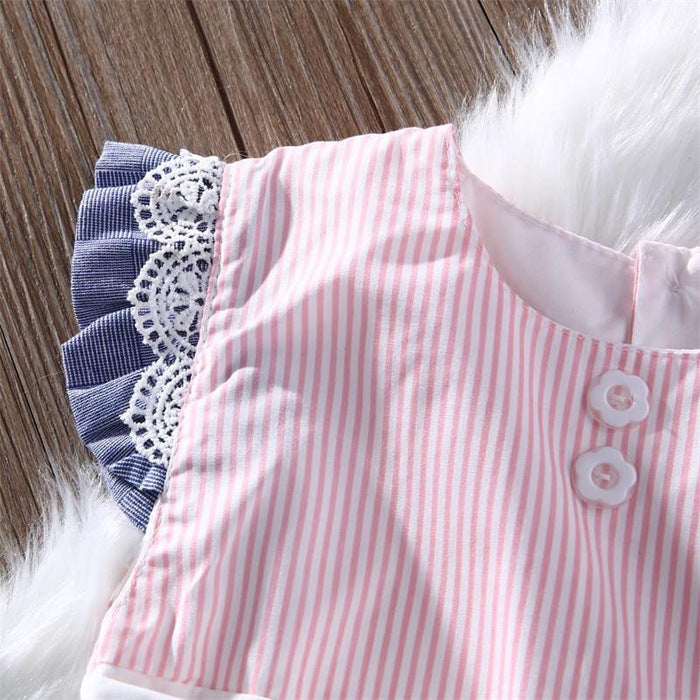 Baby Girl Flying Sleeve Lace Up Triangle Romper 0 - Tophatter Daily Deals