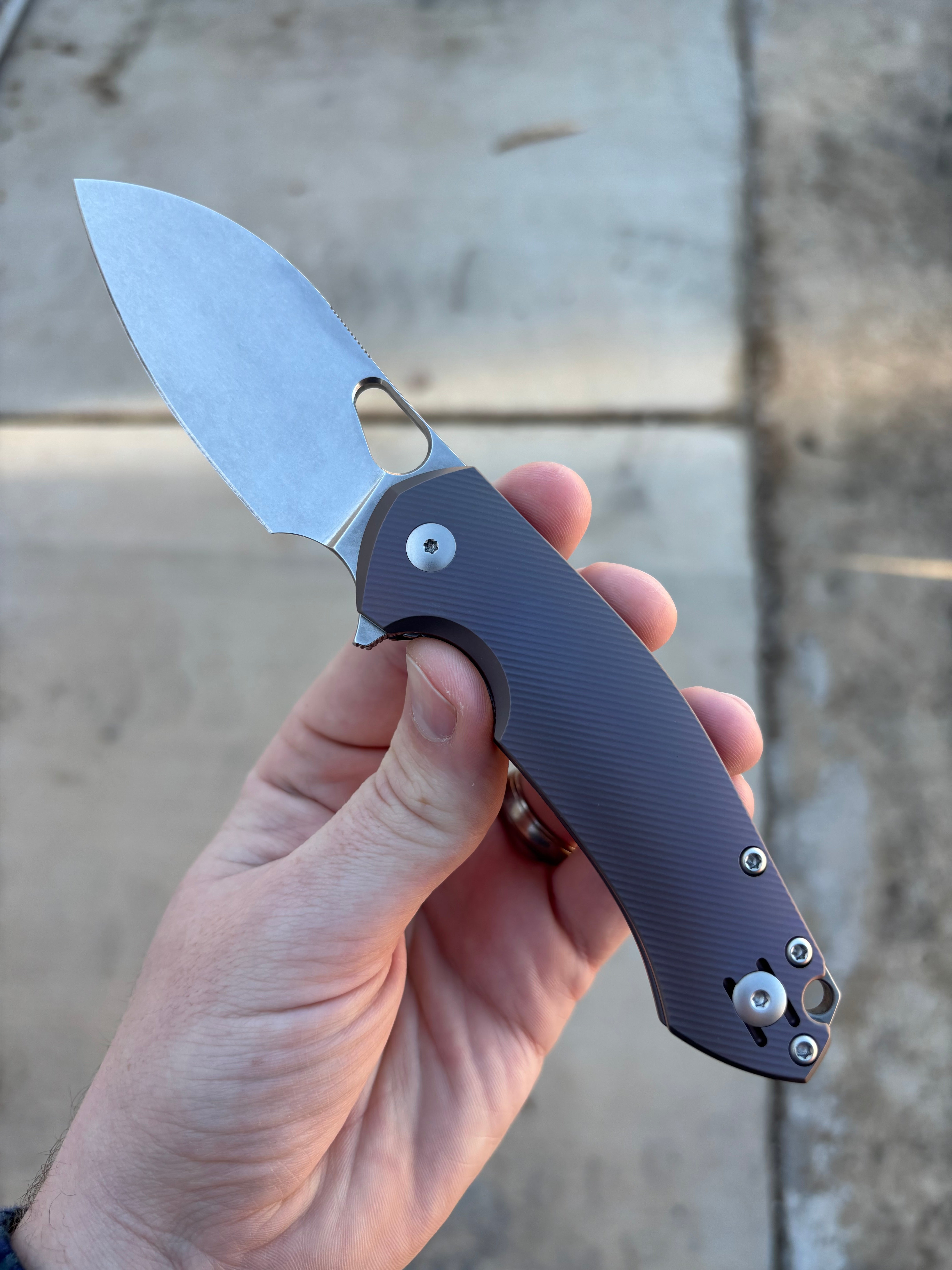 GiantMouse ACE Biblio XL - Purple and Bronze Anodized Titanium Handle - St. Nick's Knives Exclusive - CPM-Magnacut Collectors - Tophatter Daily Deals