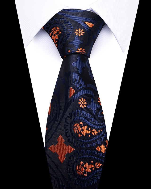 Men's Neckties - Formal Classic Patterned Tie (50 Style Options) Midnight Paisley Orange Belts & Ties - Tophatter Daily Deals