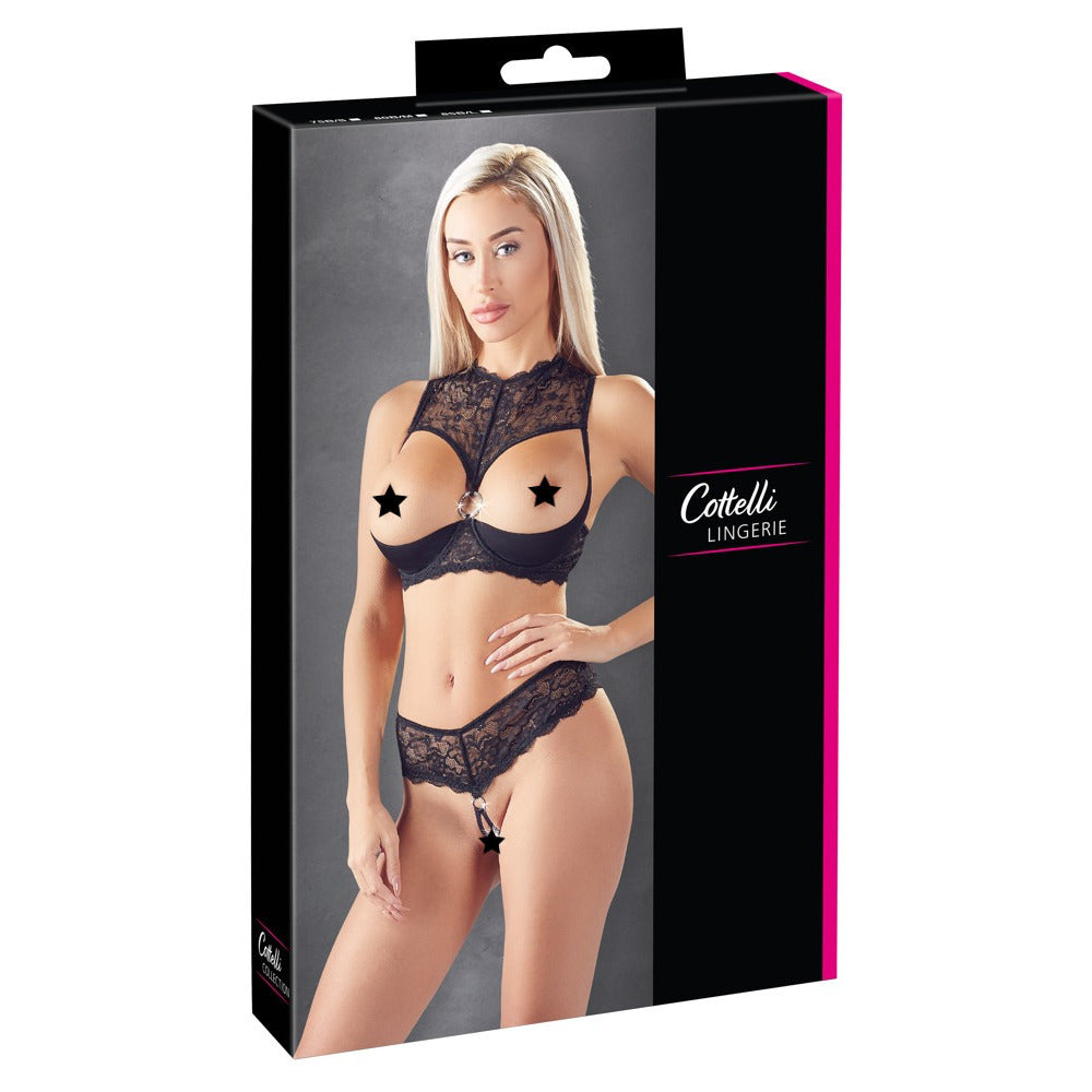 Cottelli Shelf Bra and String – Lace Lingerie Set > Clothes > Bra Sets - Tophatter Daily Deals