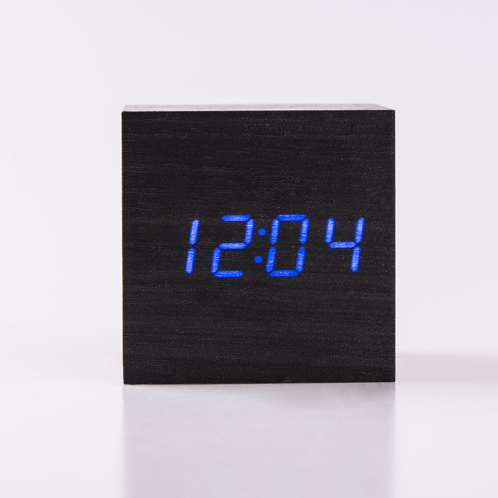 Wood Cubee Alarm Clock Black Alarm Clock - Tophatter Daily Deals