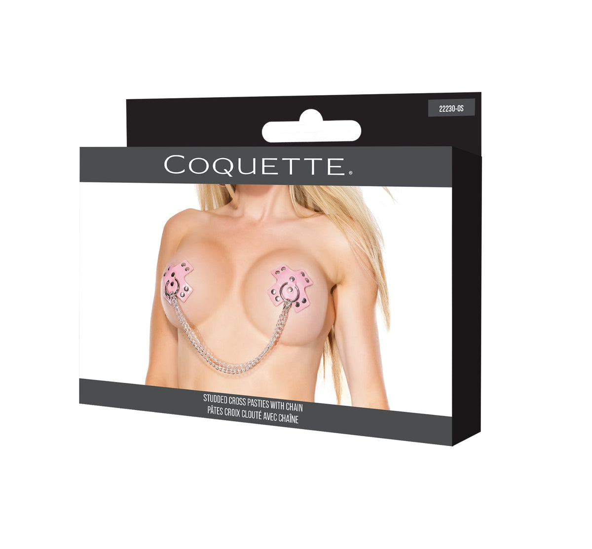 Coquette - 22230 - Studded Cross Pasties with Chain - Pink Lingerie - Tophatter Daily Deals