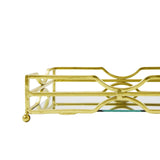 Gold Metal Mirrored Vanity Tray For Perfume And Candles | Glass Mirror Tray 24cm Trinket Tray - Tophatter Daily Deals