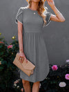 Round Neck Petal Sleeve Dress Dark Gray Casual Dresses - Tophatter Daily Deals