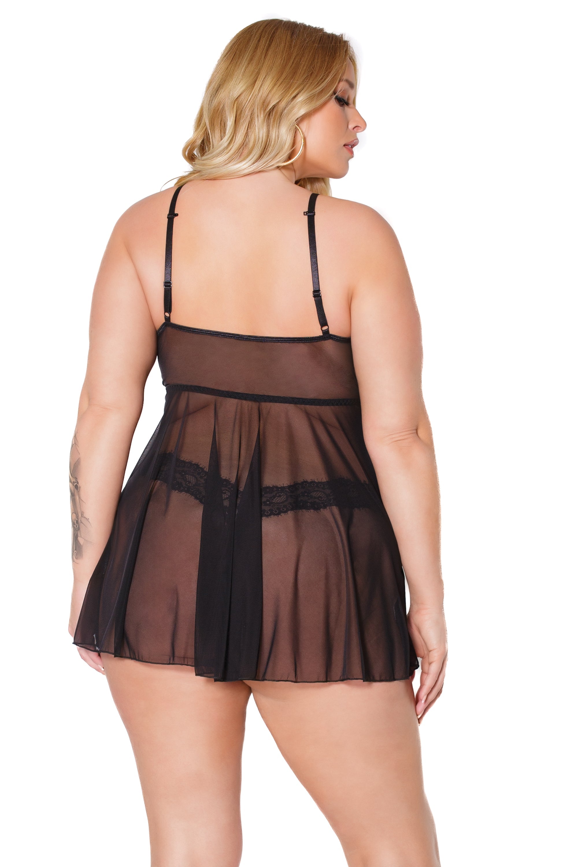 Coquette - 22308X - Babydoll & Thong - Black - OS/XL Lingerie - Tophatter Daily Deals