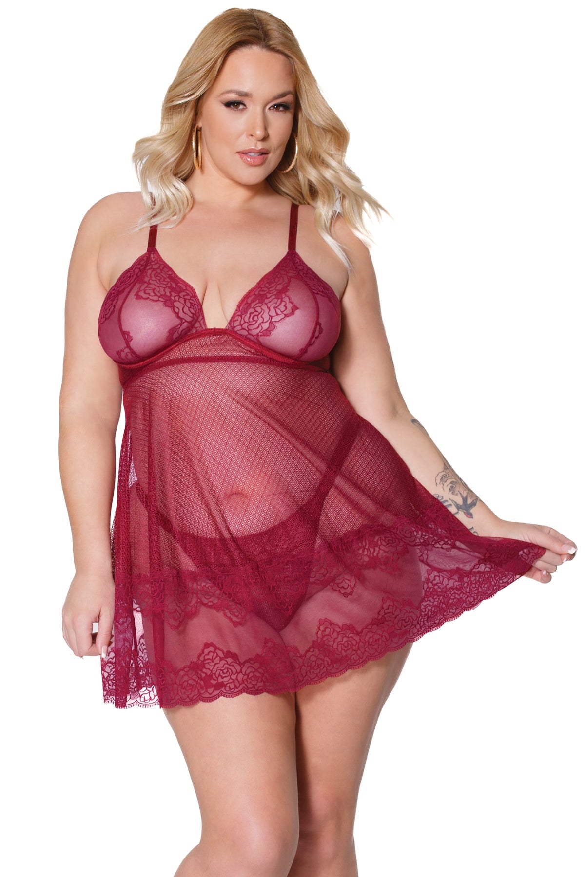 Coquette - 22312X - Babydoll & Thong - Merlot Merlot Lingerie - Tophatter Daily Deals