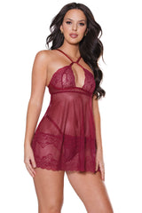 Coquette - 22312 - Babydoll & Thong - Merlot Lingerie - Tophatter Daily Deals