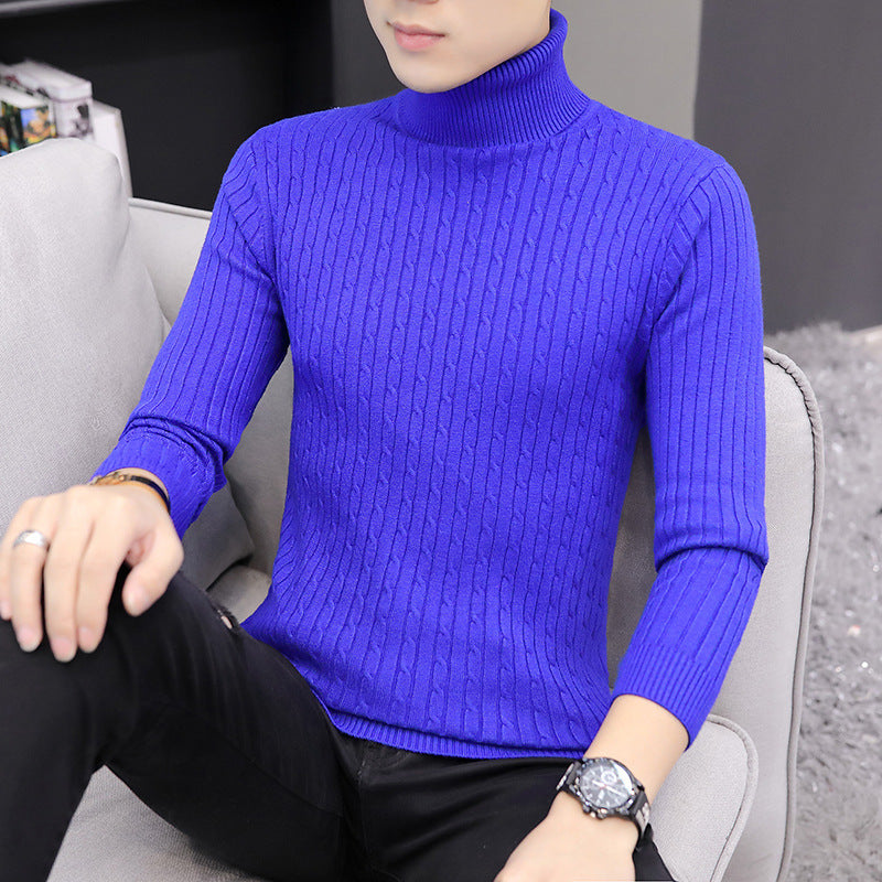 Fitted Men’s Turtleneck Sweater - Slim Fit Cotton Blend Royal blue 3D Changing Face Moving Picture Frame - Tophatter Daily Deals