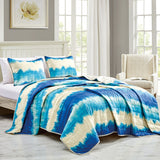 Reversible 3-Piece Tie-Dye Bedspread Set - Quilted Coverlet with Pillow Shams Bedding - Tophatter Daily Deals