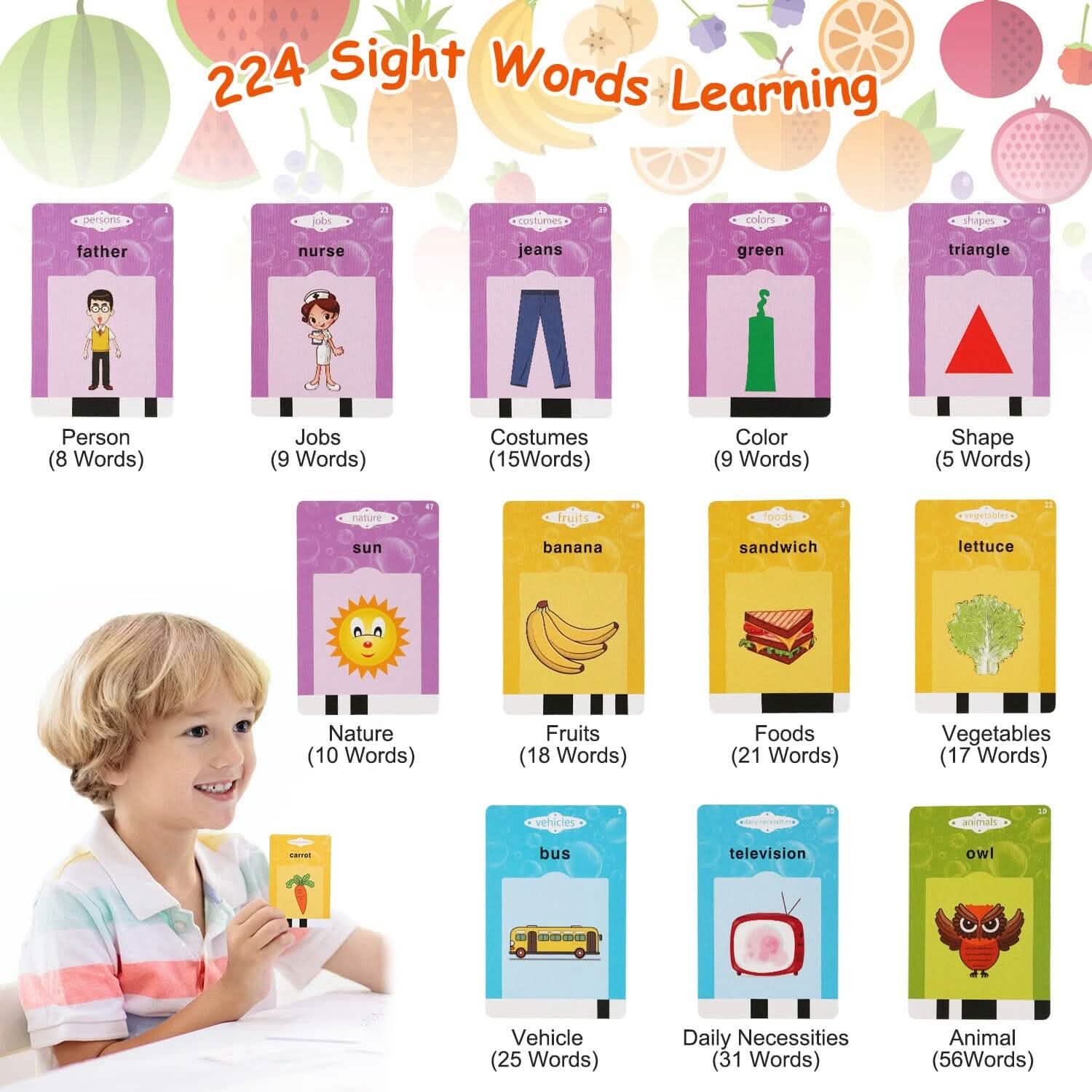 224 Words Kid Flash Talking Cards Toys & Games - Tophatter Daily Deals