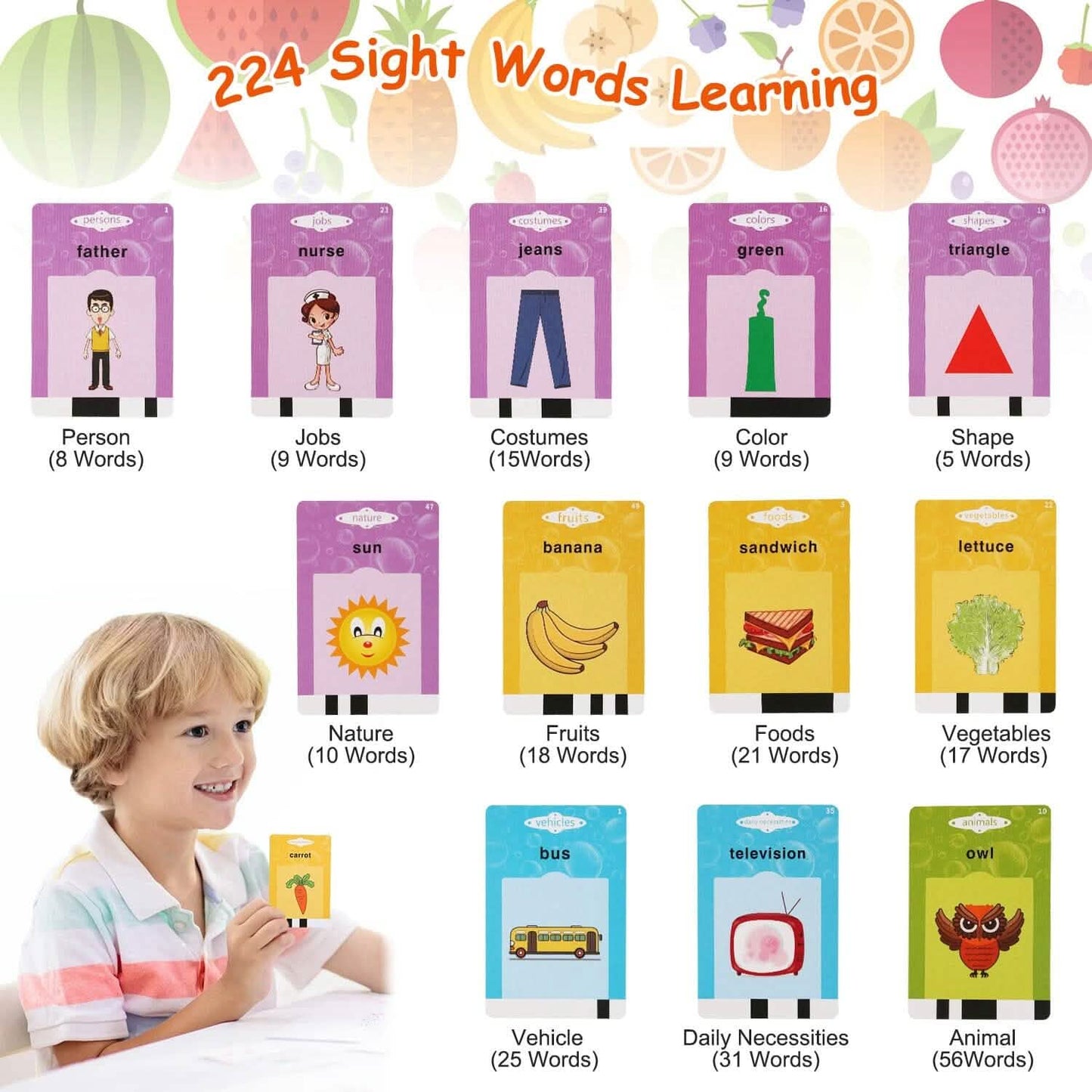 224 Words Kid Flash Talking Cards Toys & Games - Tophatter Daily Deals