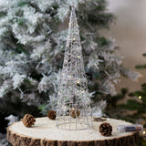 Silver Cone LED Christmas Tree | Warm White Pre-lit Light-Up Tree Cone - 40cm LED Light - Tophatter Daily Deals