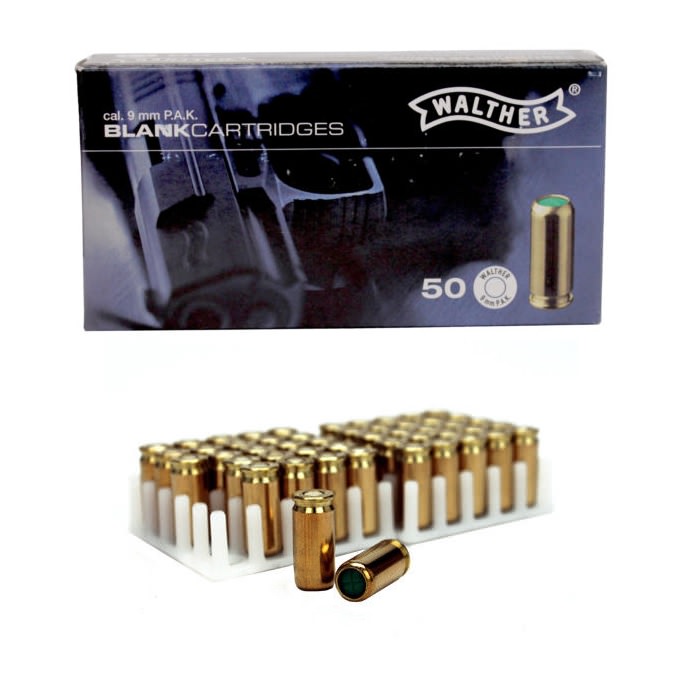 50 Rounds 9mm P.A.K. Blanks Brass Case, For Full & Semi-Auto Pistols - Tophatter's Guns'N'Weapons Store Collectible Weapons - Tophatter Daily Deals