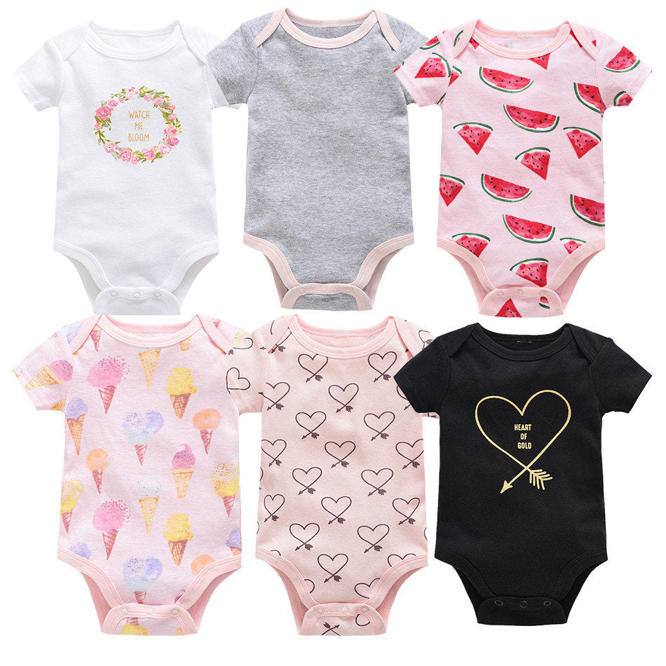6-piece baby jumpsuit new short-sleeved baby clothes Combination 7 0 - Tophatter Daily Deals