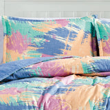 Reversible 3-Piece Abstract Brushstroke Bedspread Set - Quilted Coverlet with Pillow Shams Bedding - Tophatter Daily Deals