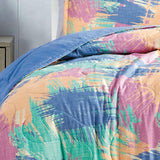 Reversible 3-Piece Abstract Brushstroke Bedspread Set - Quilted Coverlet with Pillow Shams Bedding - Tophatter Daily Deals