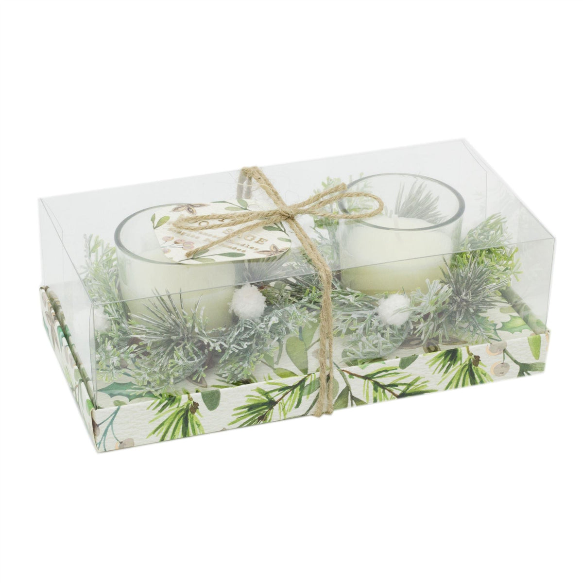 Fig and Wood Sage Scented Candle Christmas Table Centrepiece | 2 Piece Christmas Wreath Candle Pot Ornament | Xmas Fragrance Candle Scented Candle - Tophatter Daily Deals