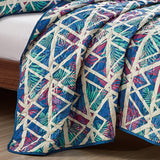 Reversible 3-Piece Geometric Triangle Bedspread Set - Quilted Coverlet with Pillow Shams Bedding - Tophatter Daily Deals