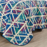 Reversible 3-Piece Geometric Triangle Bedspread Set - Quilted Coverlet with Pillow Shams Bedding - Tophatter Daily Deals