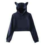 Soft Women's Cropped Hoodie - Boxy Relaxed Cut, Cotton Navy Blue 3D Changing Face Moving Picture Frame - Tophatter Daily Deals