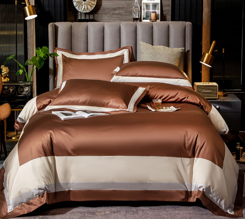 100 cotton 100 sheets quilt cover simple hotel bedding Olive coffee 0 - Tophatter Daily Deals
