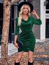 Glitter Ruched Cowl Neck Wrap Dress Green Cocktail Dresses - Tophatter Daily Deals