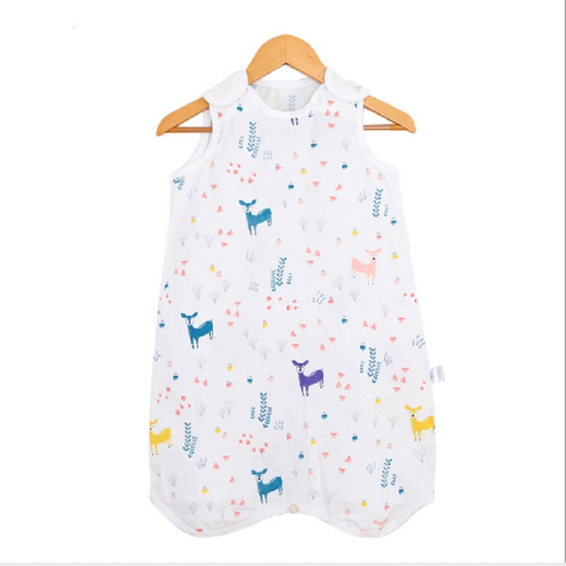 Baby Cotton Double Gauze Printed Vest Fawns 0 - Tophatter Daily Deals