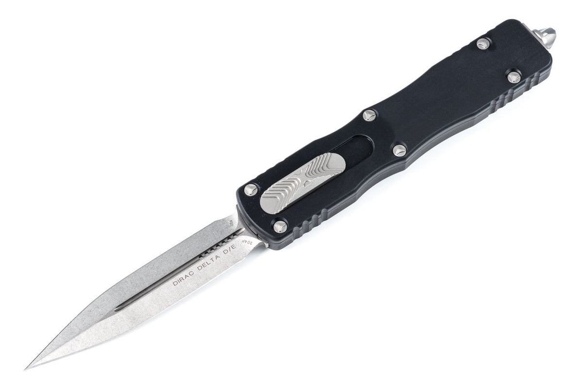 Microtech Dirac Delta - Double Edge - Black Chassis - Standard Blade & Hardware - 227-10 Automatic Knives - Tophatter Daily Deals