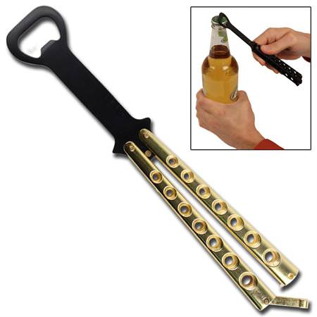 The Bartender Bottle Opener Butterfly Practice Knife - Gold - TOPHATTER'S ARMORY DEALS Collectible Weapons - Tophatter Daily Deals