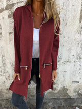 Lightweight Womens Long Hoodie - Fitted Zip Cotton Layering - Tophatter Daily Deals